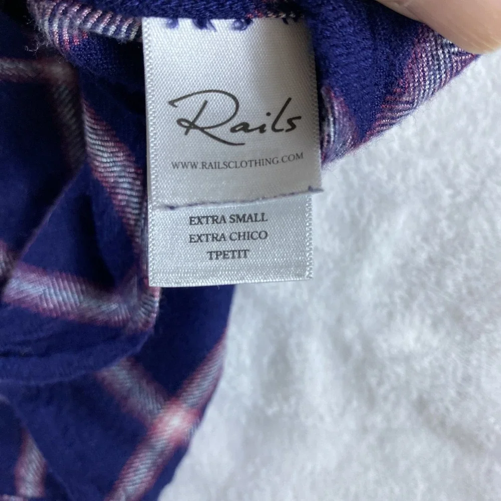 Rails Flannel Shirt Women Sz XS Purple Plaid Long Sleeve Winter Soft Cozy - Picture 4 of 10
